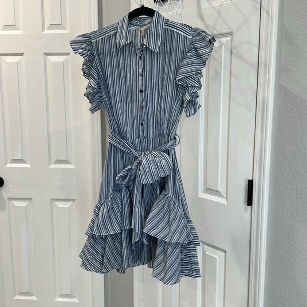 Rebecca Taylor tripped ruffle dress - size 2 - Picture 2 of 11